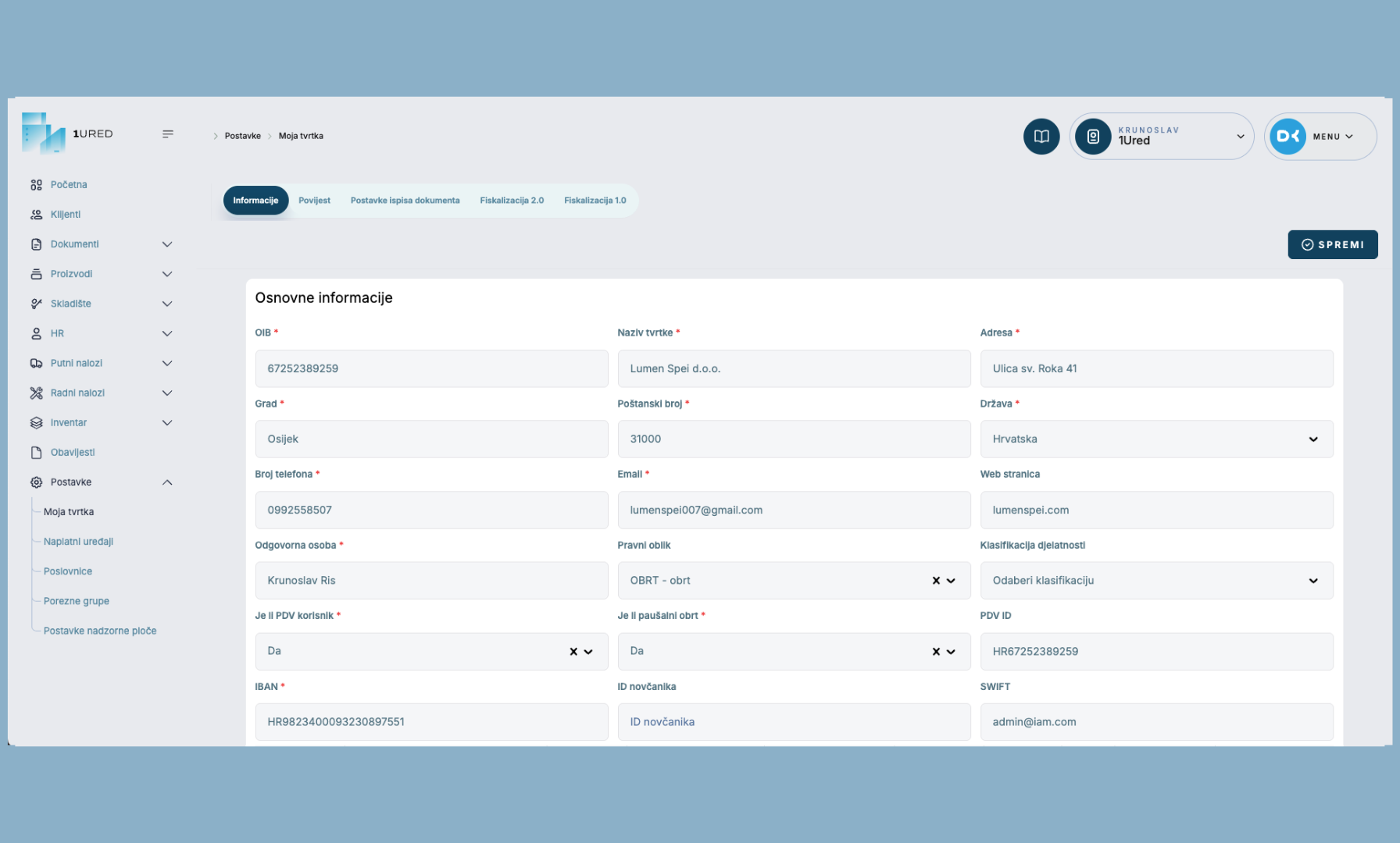 1URED_onboarding_postavljanje osnovnih informacija o tvrtki