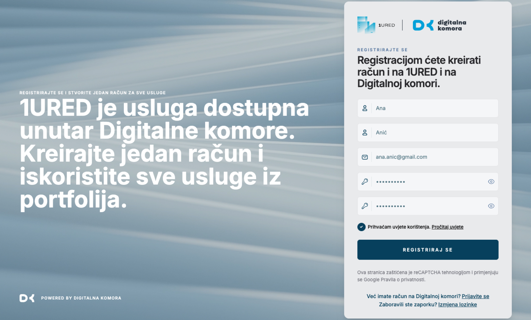 1URED registracija početak