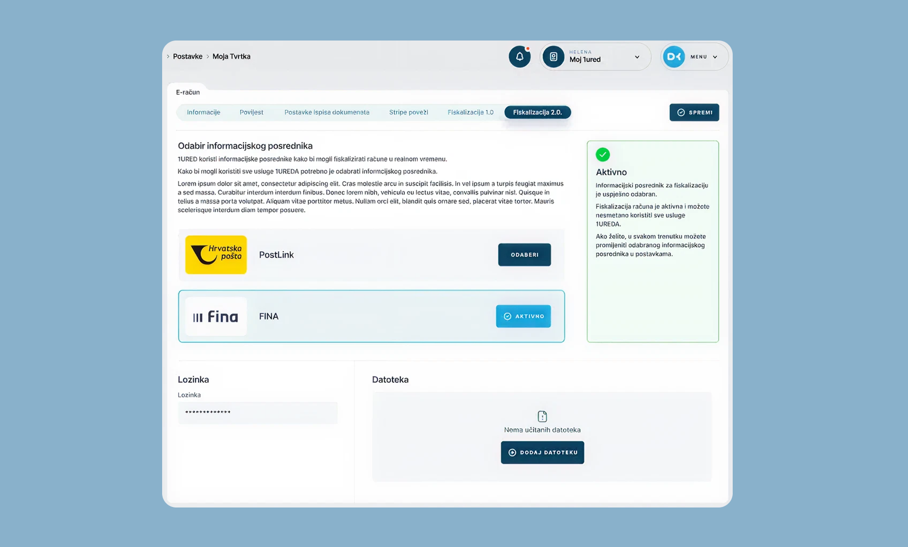 Postavljanje FINA kao informacijskog posrednika - 1URED-2