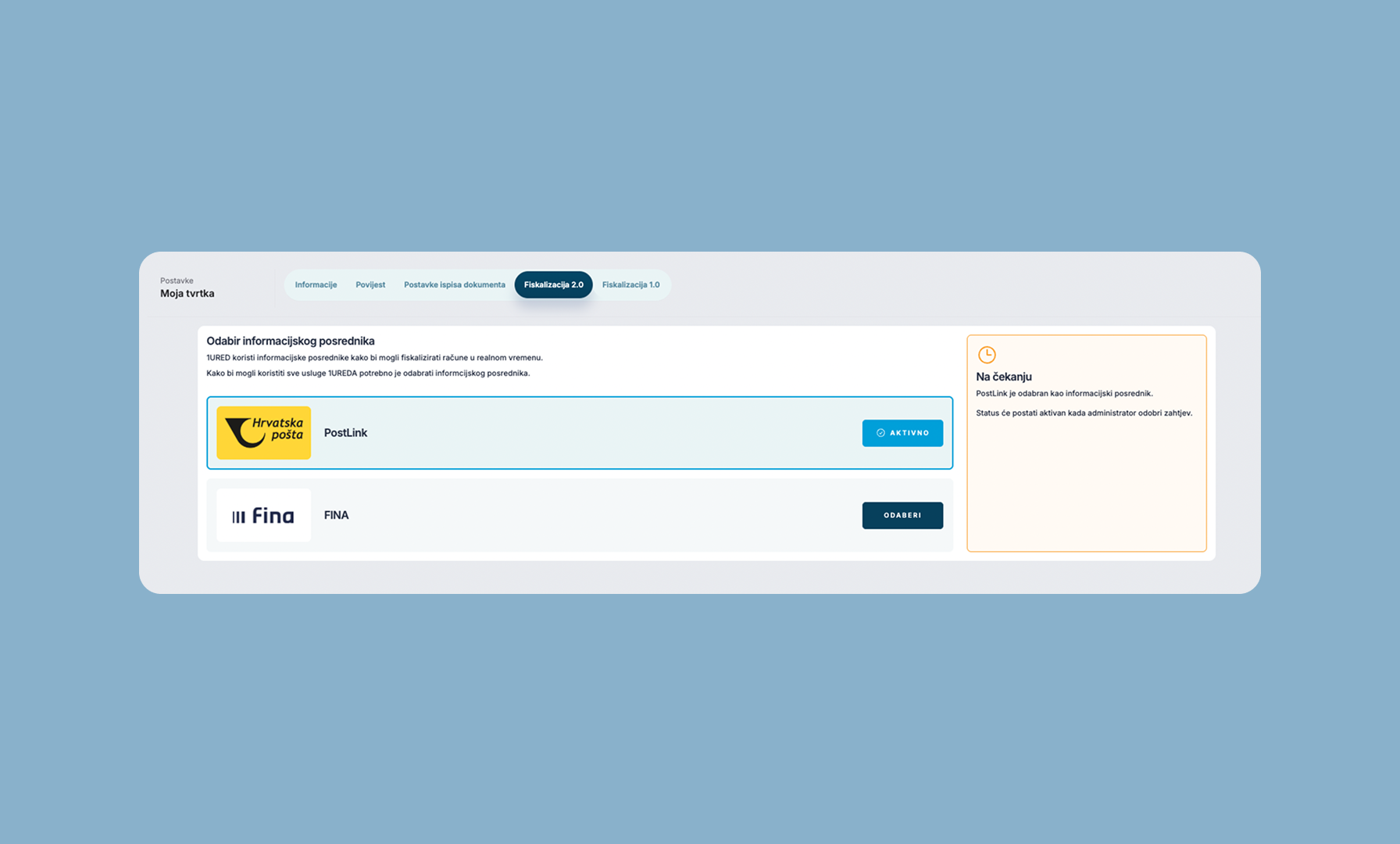 Kako postaviti PostLink u 1URED 
