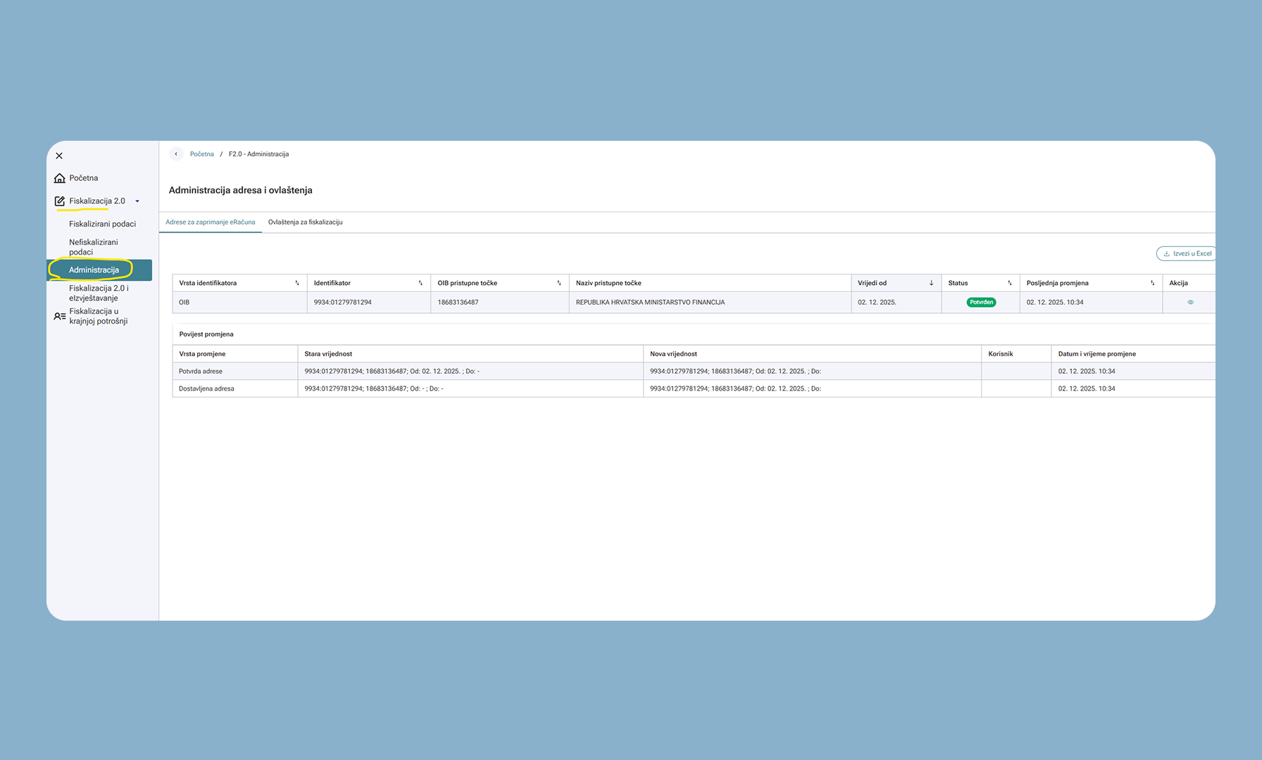 Postavljanje FiskAplikacije - status povrđen - korak 2