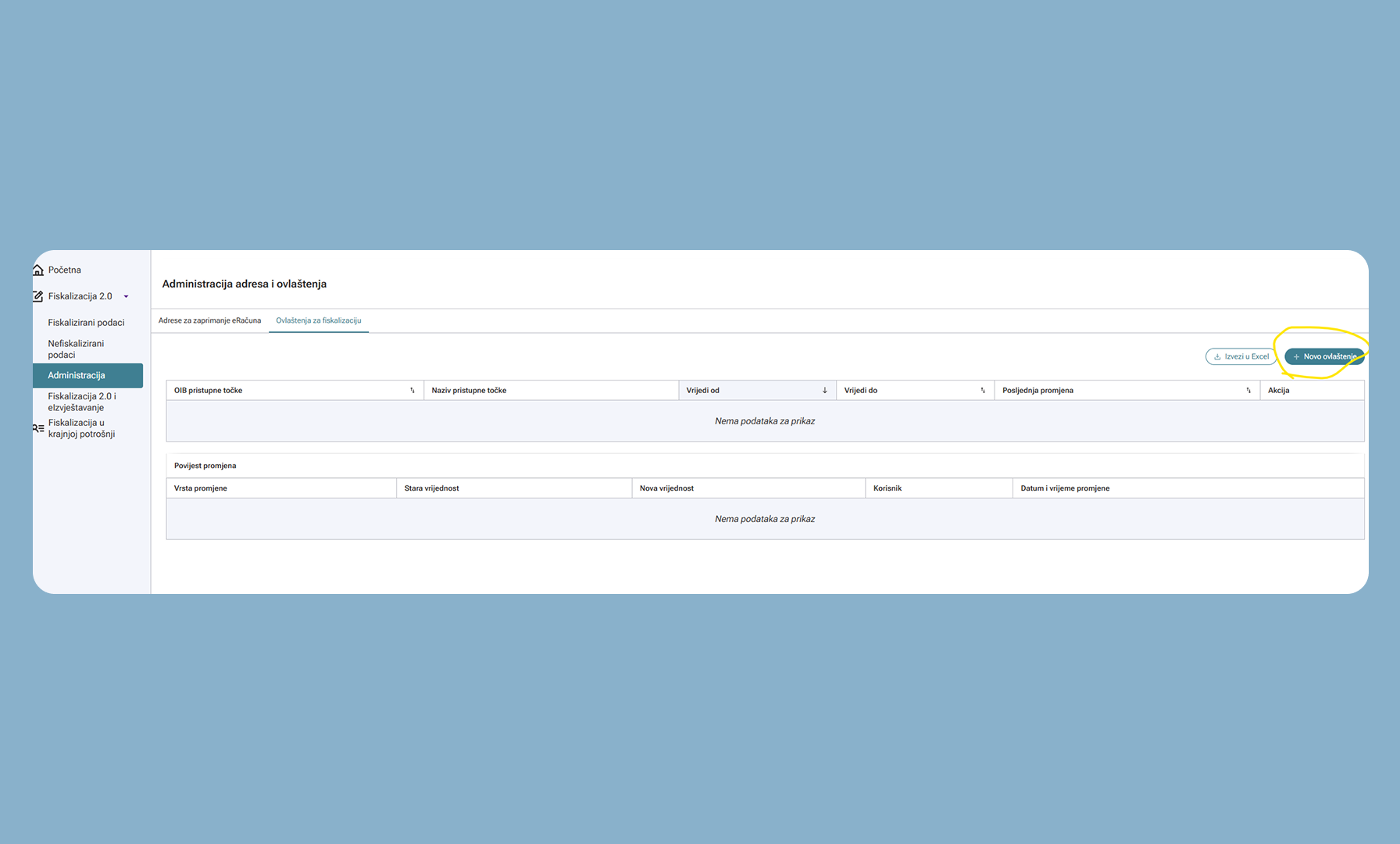 Postavljanje FiskAplikacije - novo ovlaštenje - korak 3