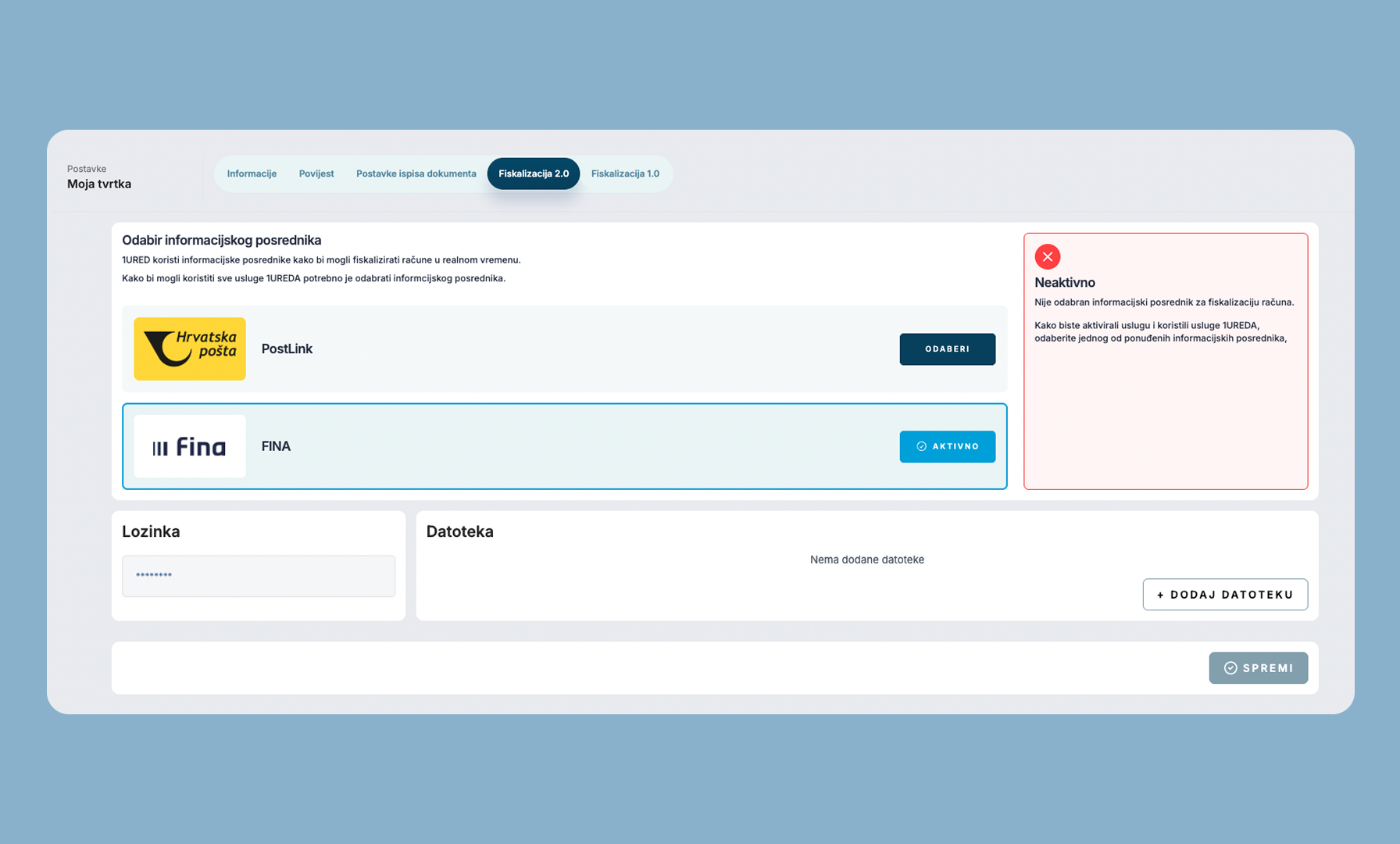 Postavljanje FINA kao informacijskog posrednika - 1URED-1