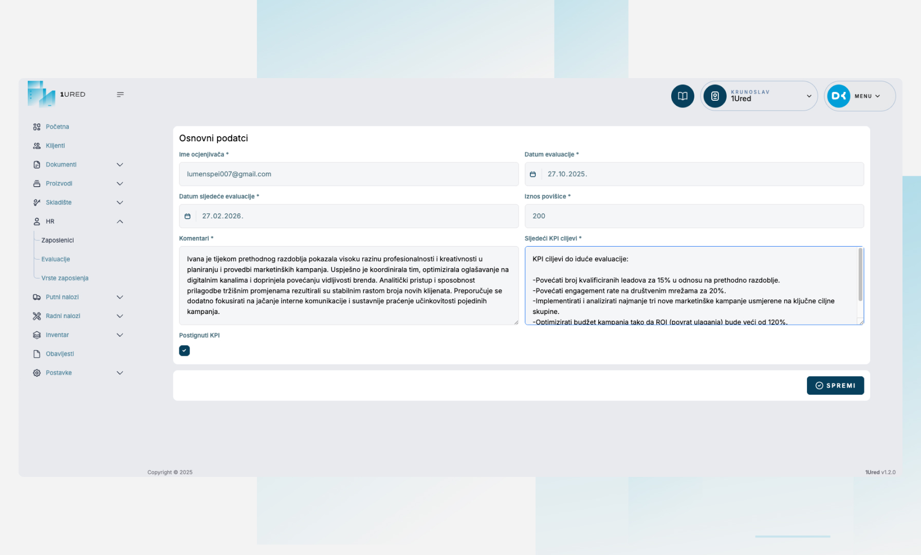 HR modul 1URED - evaluacija opis 