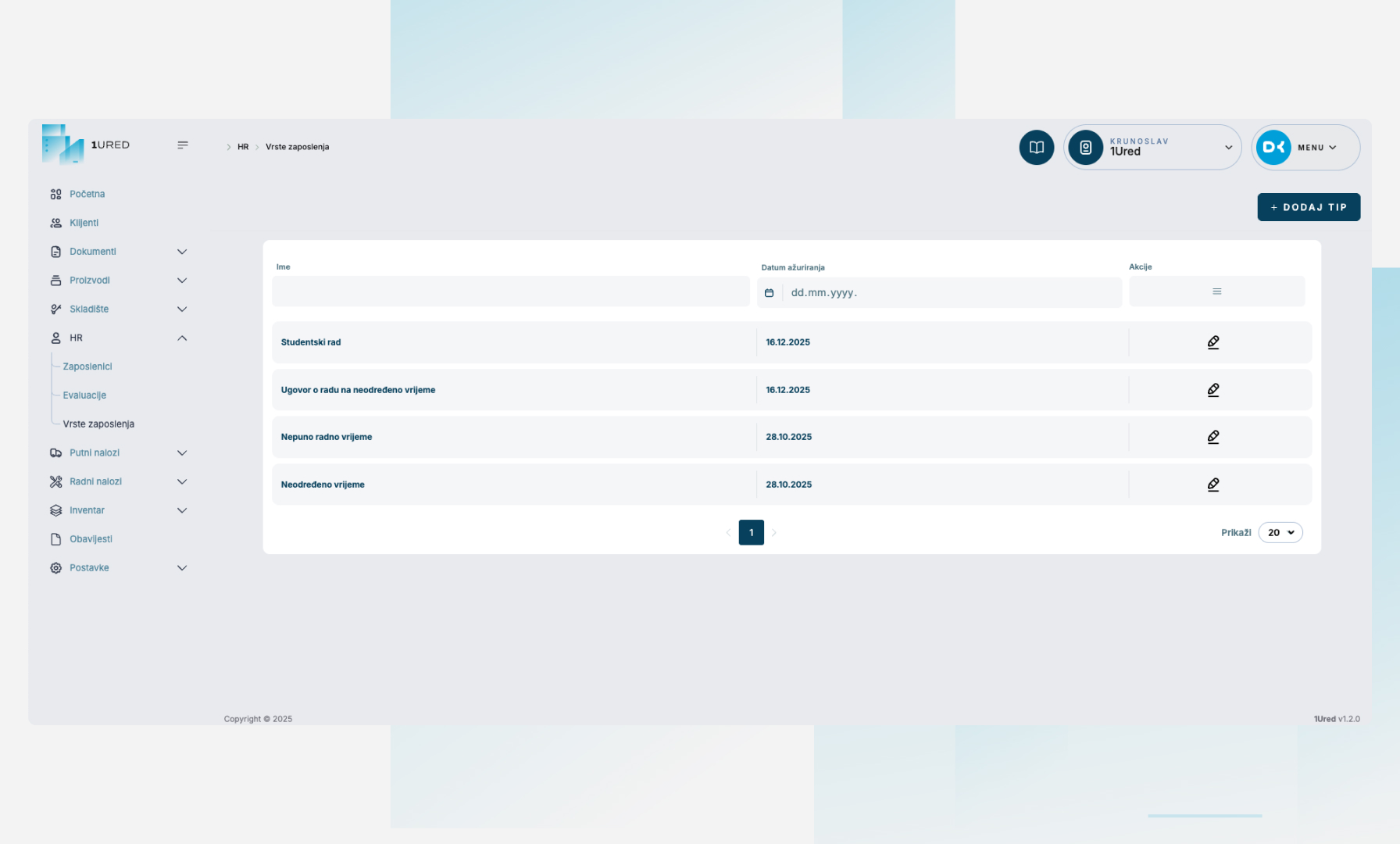 HR modul 1URED - radno vrijeme