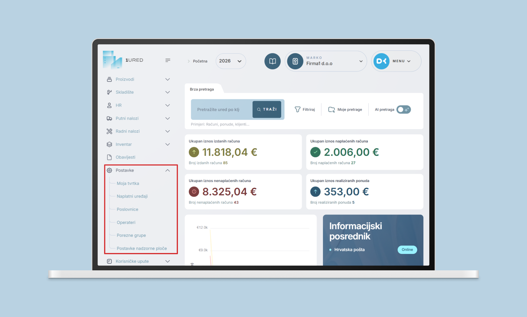 1URED Vodic kroz racune - postavke