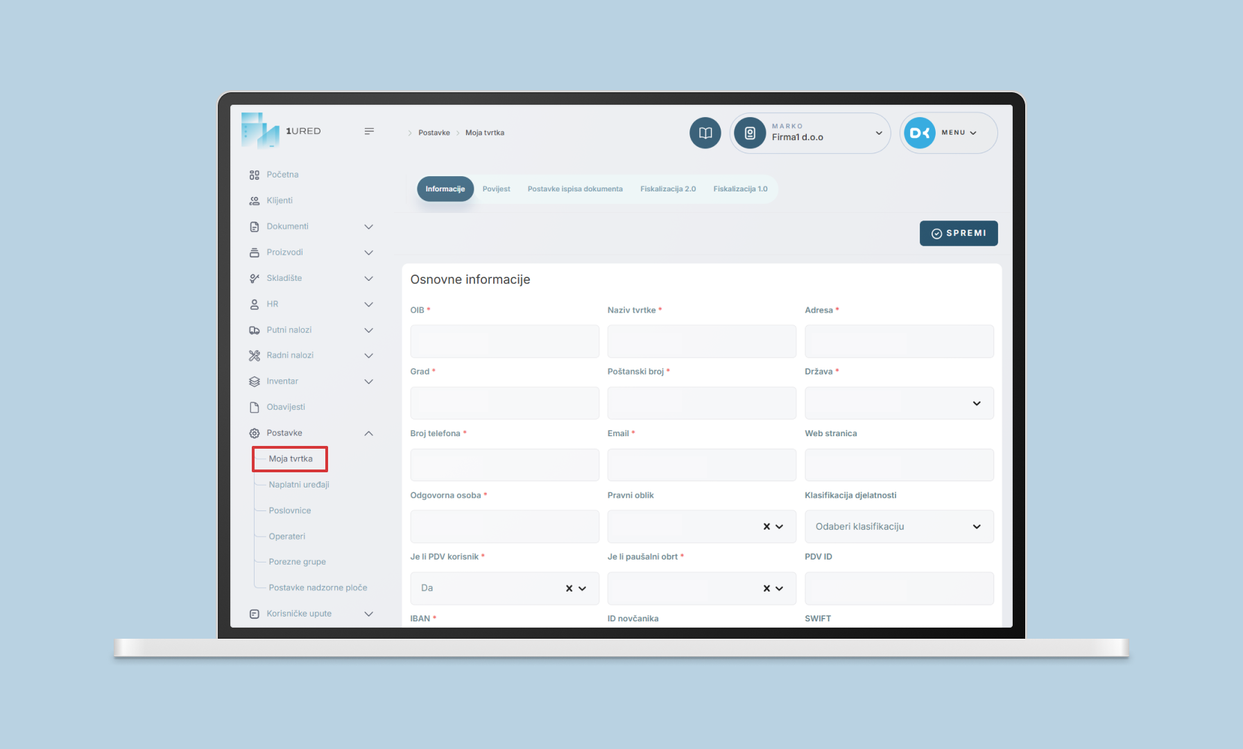 1URED - vodic kroz racune - tvrtka