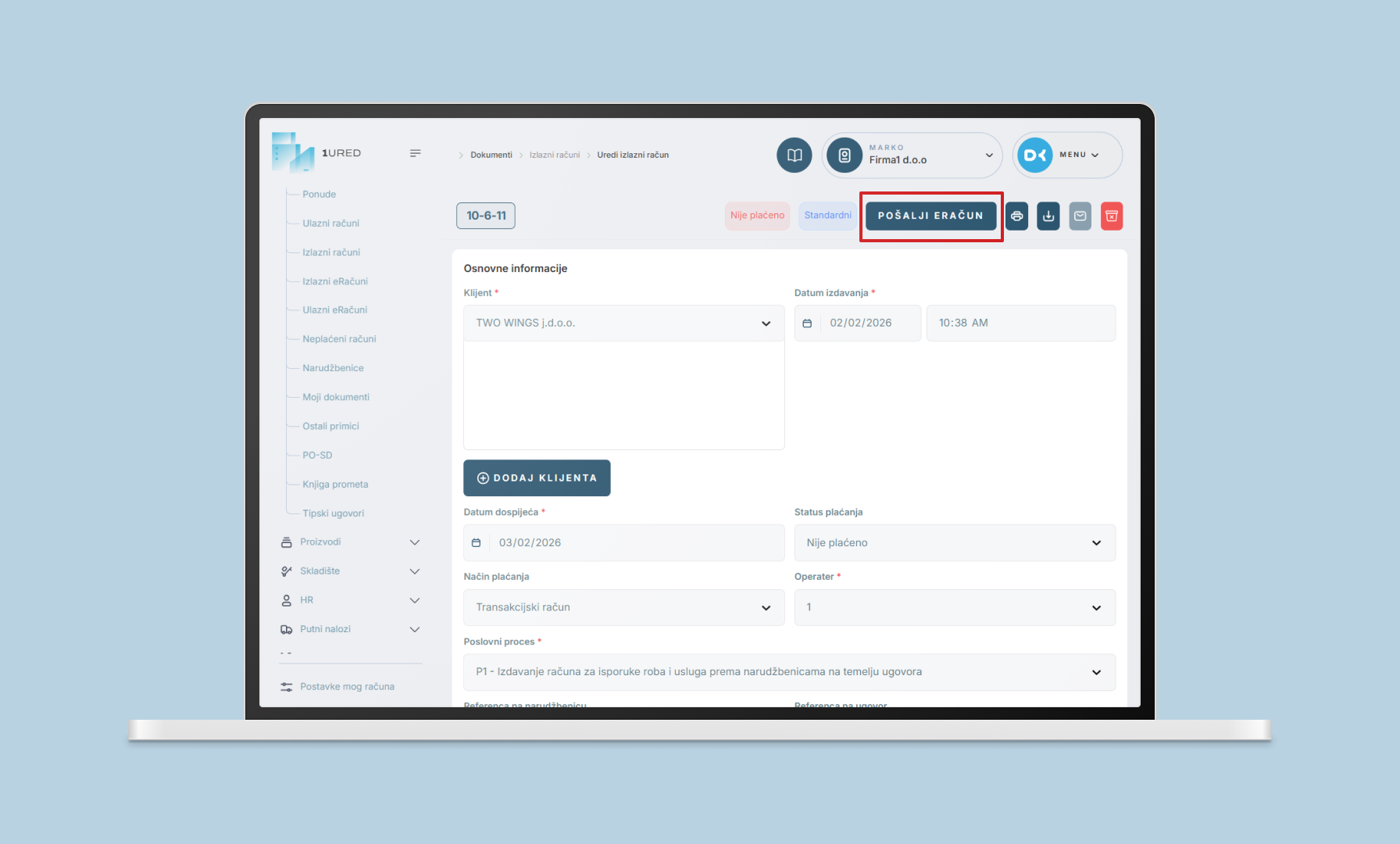 1URED - Vodic kroz racune - eracun posalji 3