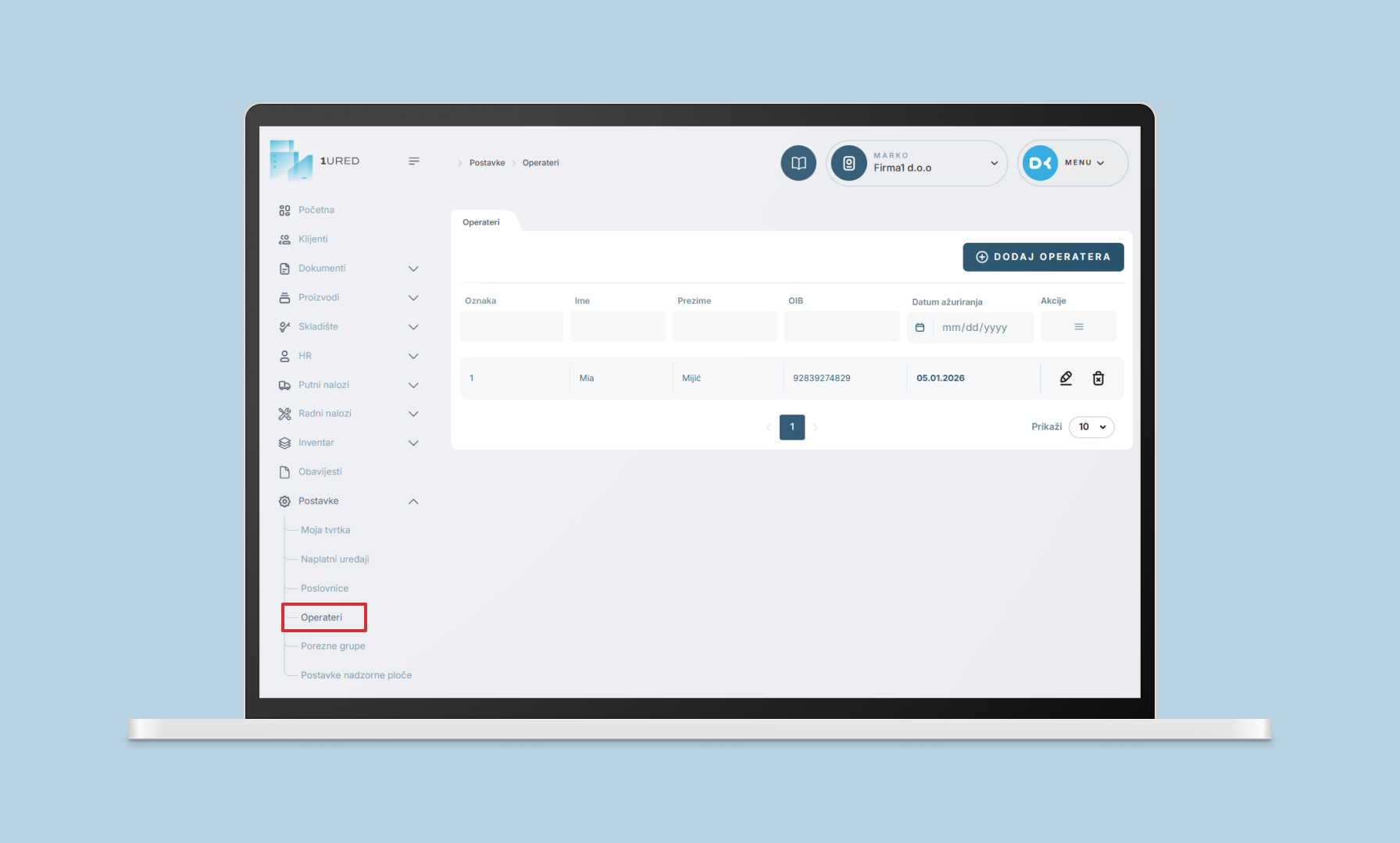 1URED - Vodic kroz racune - operateri