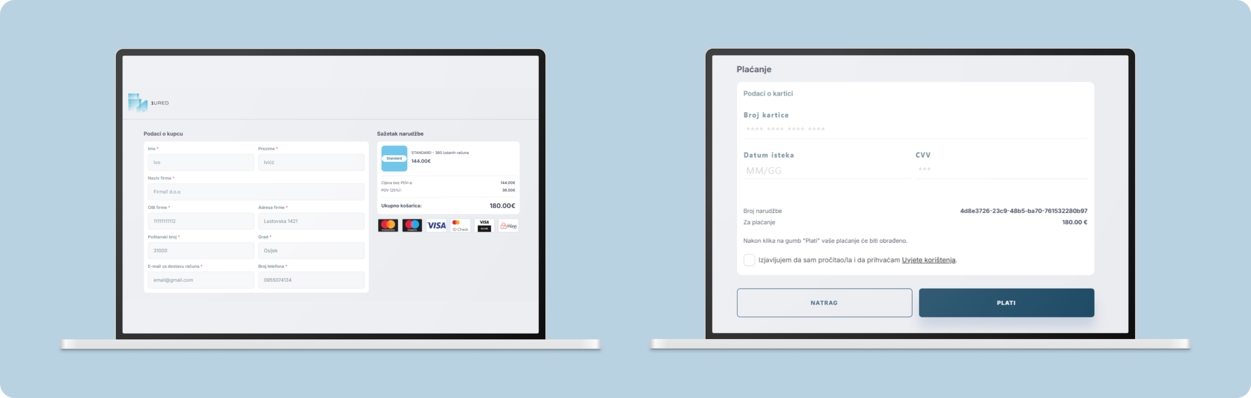 1URED - kiosk modul - plaćanje paketa 